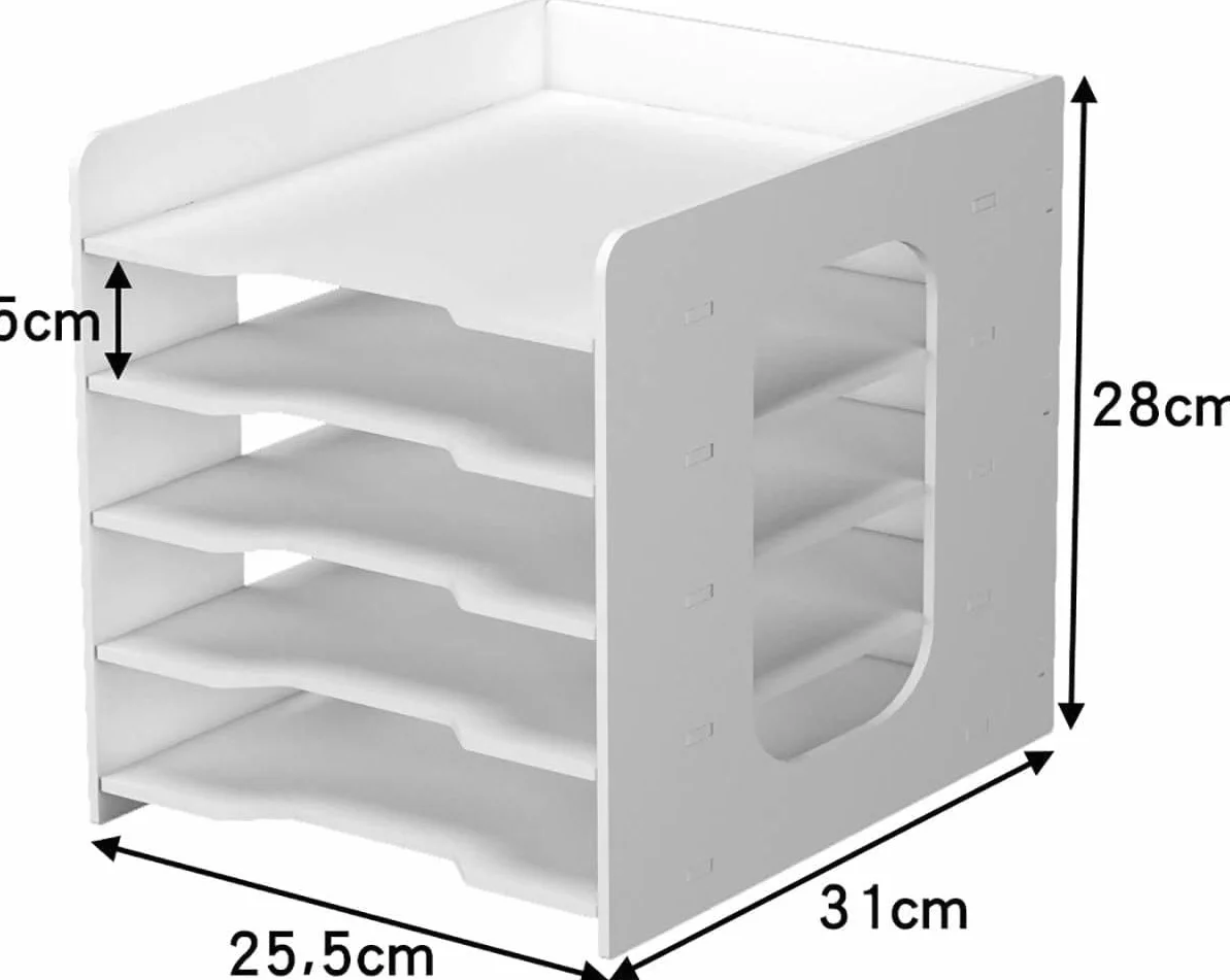 PUNCIA Archivador de Documentos A4 5 Bandejas PVC Escritorio Organizador de Archivos