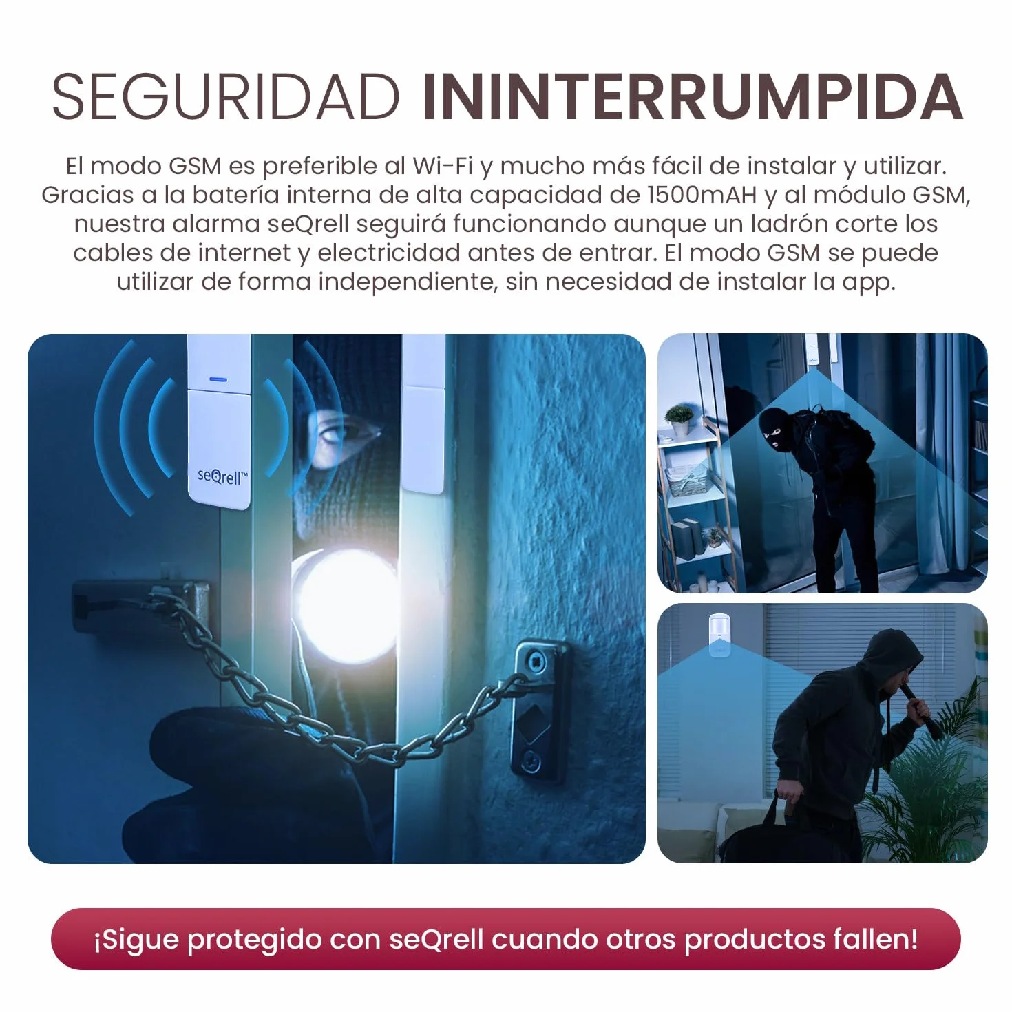 Kit Alarma Casa con Aviso al Movil, Sistema de Alarma para Casa WiFi y 4G gsm sin cuotas con Pantalla Táctil 4.3” y Batería de 1500 mAh, Aplicación Tuya Smart Life, Alexa, SQ4324C