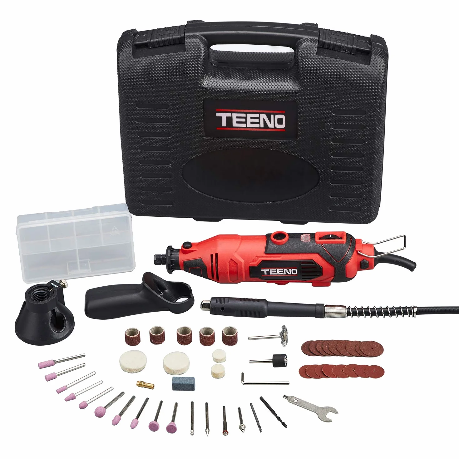 TEENO Multiherramienta 135W, Juego de 1 herramienta y 80 accesorios, Mini amoladora eléctrica 10.000 a 33.000 rpm, Herramienta Rotativa con velocidad variable para grabar, cortar, taladrar