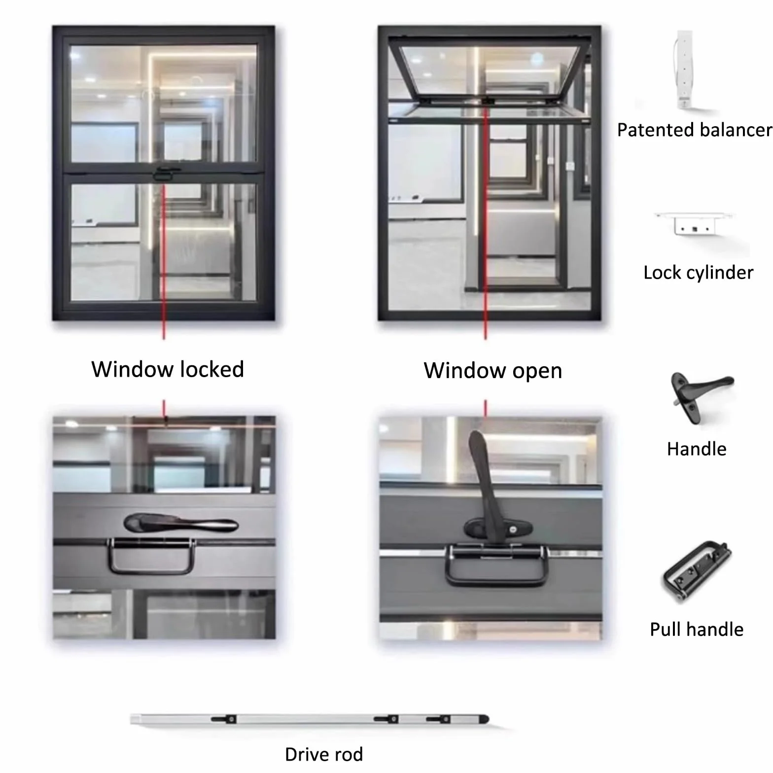 Ventana De Servicio Con Marco De Aleación De Aluminio, Ventana Empotrada De Doble Guillotina, Adecuada For Floristerías, Cafés Y Casas Móviles(White,85x100cm/33.4x39.3in)