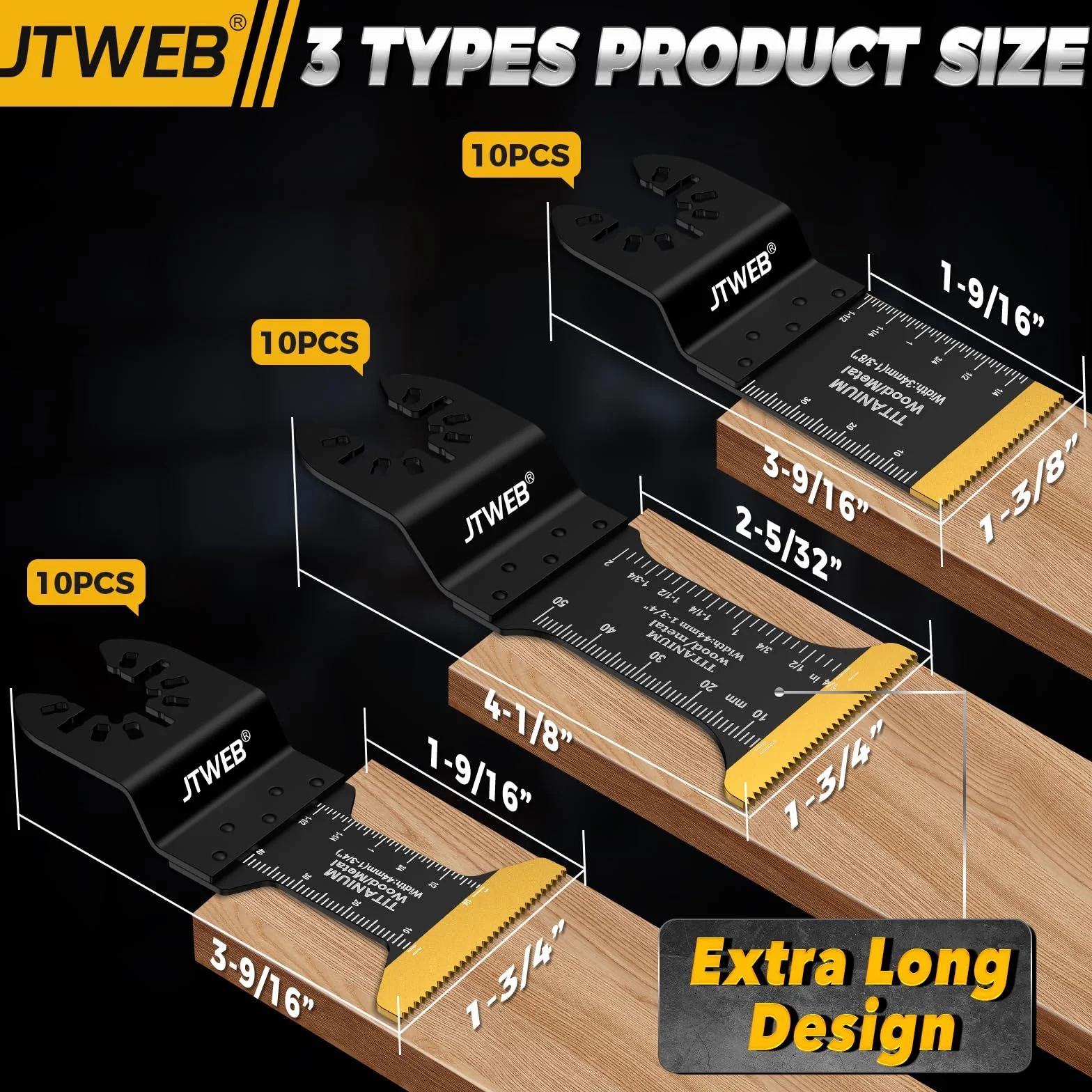 JTWEB 30 hojas de sierra oscilantes de titanio para corte de metal, cuchillas multiherramienta oscilantes, clavos de metal, kits de cuchillas multiherramienta de madera y metal, plástico, para Dewalt,