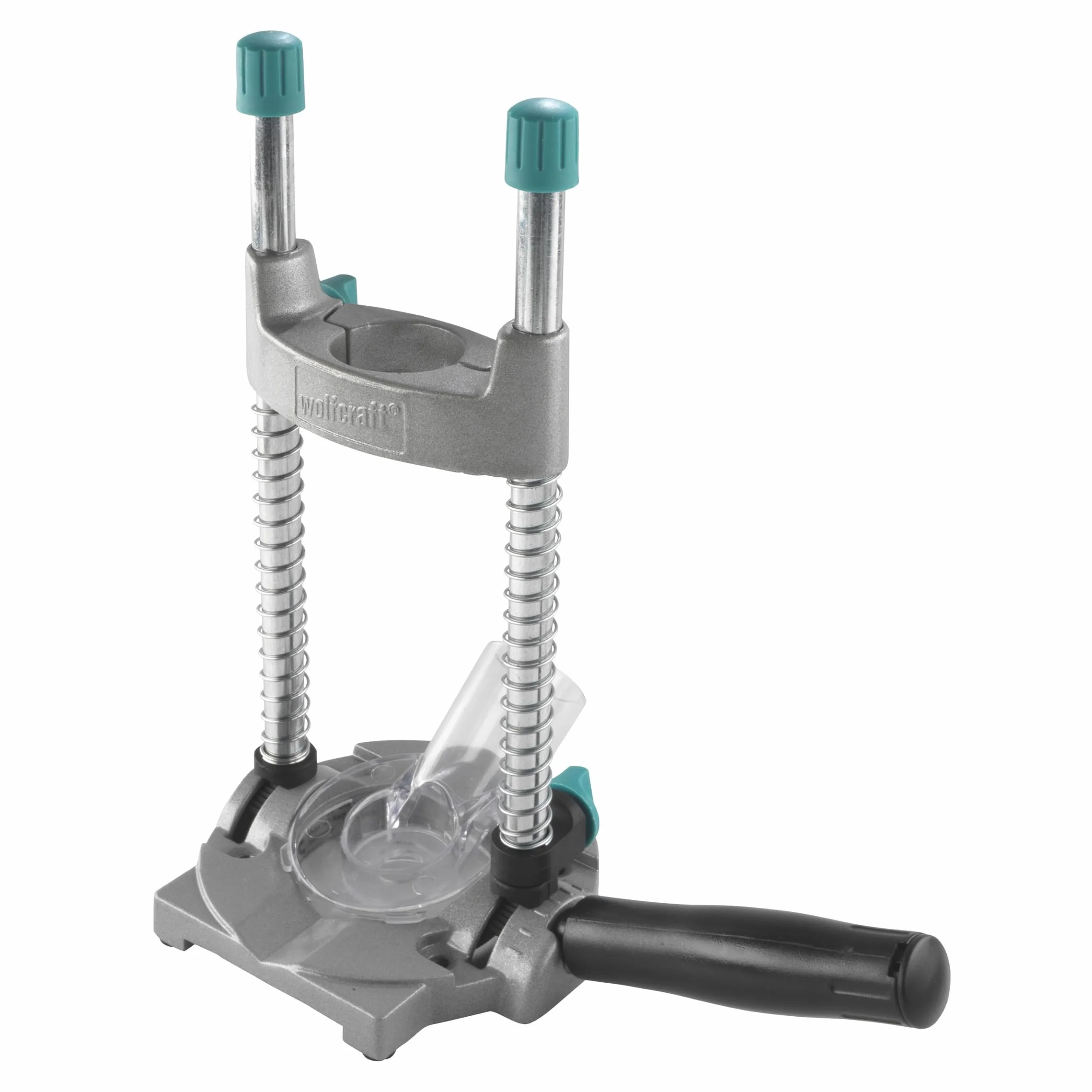 wolfcraft Guía móvil para taladro tecmobil I 4522000 I Perfecto para taladrar con ángulos exactos en todas las posiciones, en pared, en superficies inclinadas, en material redondo, listones y perfiles