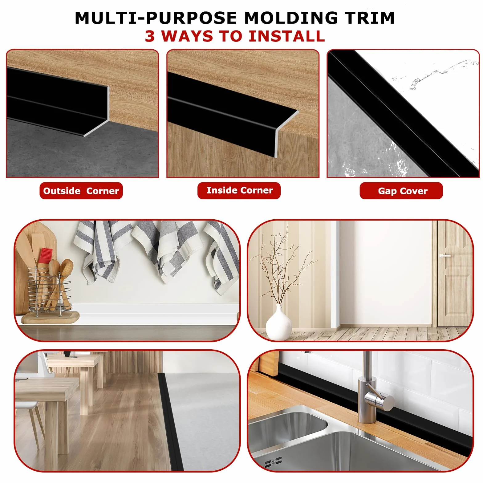 Molduras de Pared Autoadhesivas Flexible Decorativas Pared, Protector Esquinas Pared para Protección de Esquinas y Techos (Oro, 2cm x 4m)