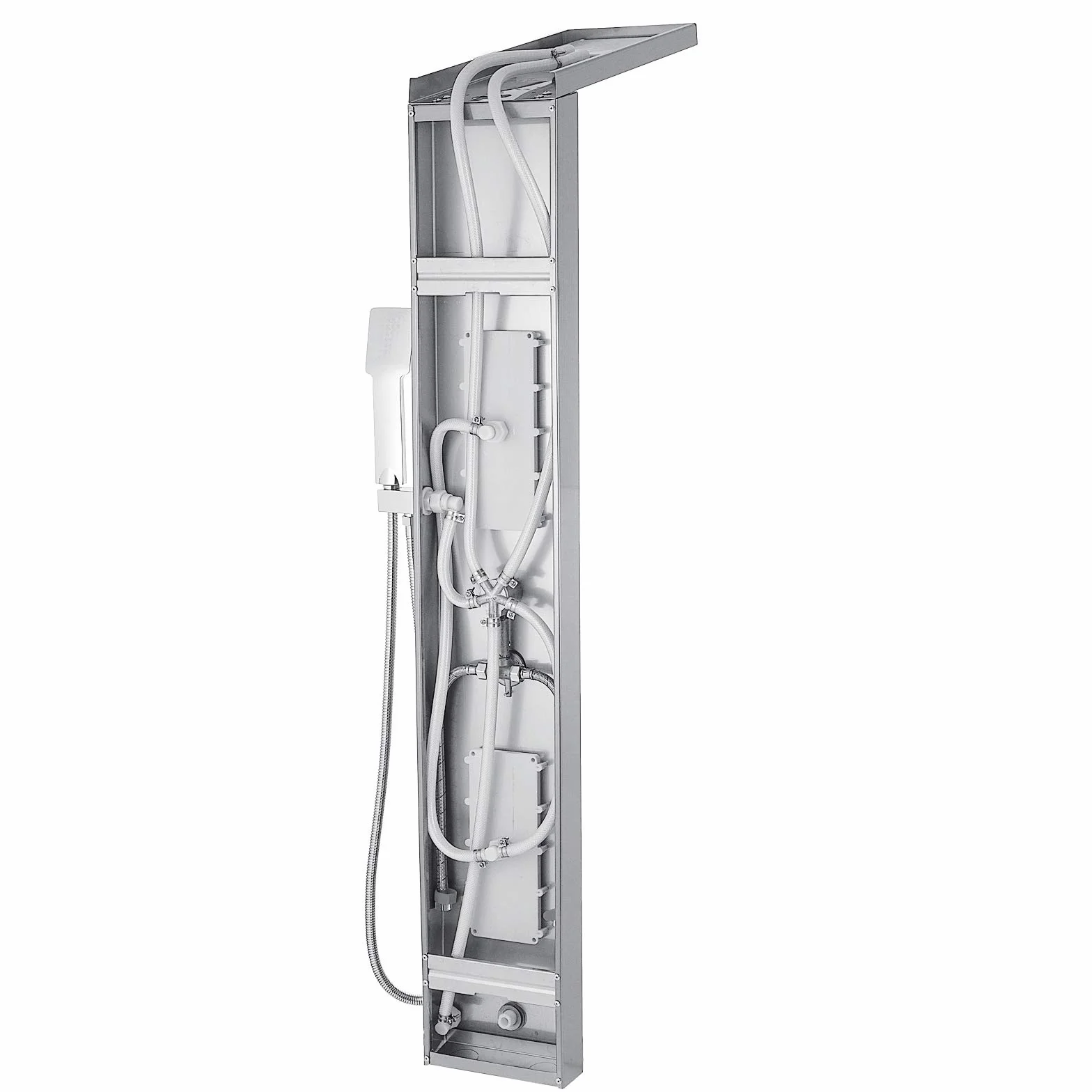 Panel de Ducha de Acero Inoxidable Columna de Hidromasaje 5 en 1 Columna de Hidromasaje para Hogar Hotel (Separado, Plata cepillada)