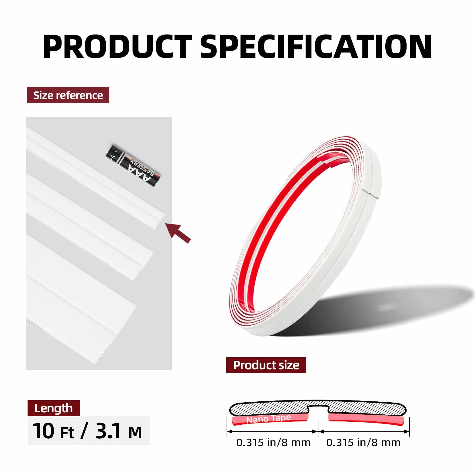 Moldura Angular PVC Flexible Autoadhesiva 3,1M 90–180° Protector Esquinas Pared Blanco 16mm
