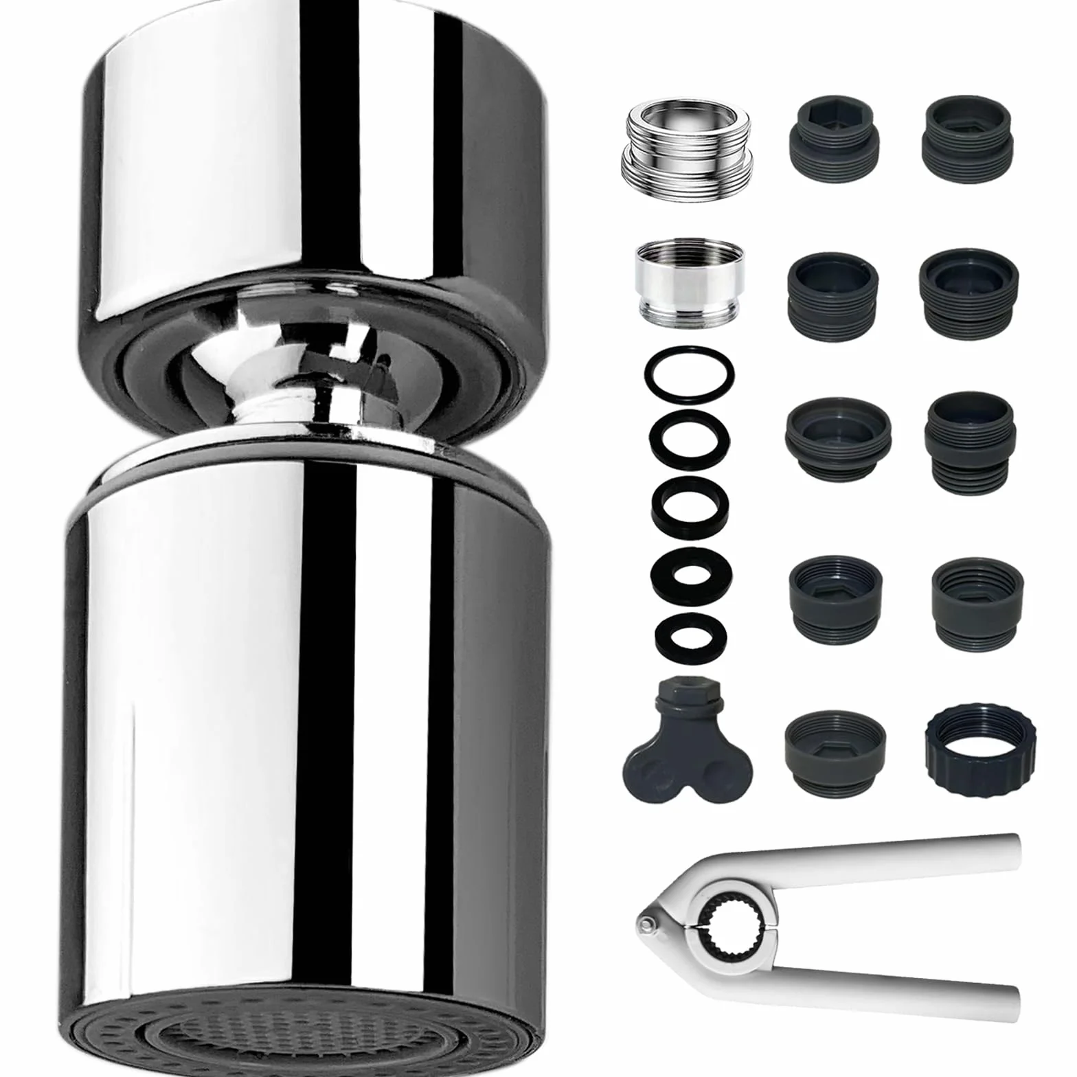 REZZI Aireador Grifo Cocina 360° Giratorio Atomizador Grifo Ajustable 2 modos Difusor Grifo Cocina Fregadero Difusor Compatible con la Mayoría de Grifos