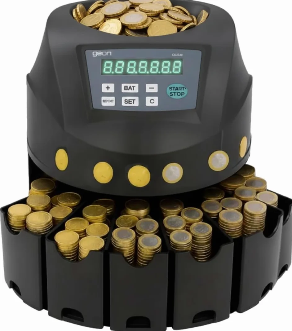 Contador de Monedas Automático Clasificador 200 Monedas/Minuto Capacidad 300-500 Compatible EUR USD Pantalla LED RS232