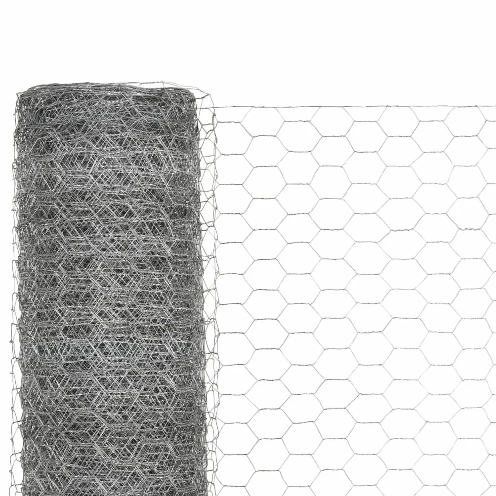 vidaXL Malla de Alambre Hexagonal Acero Galvanizado 25x1.2m Plateado Bricolaje