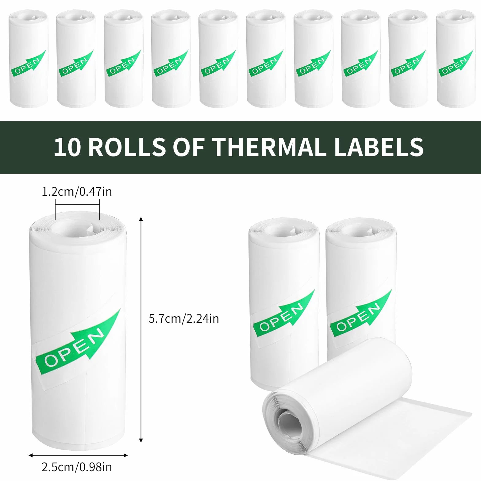 Pack de 10 Rollos de Papel Adesivo para Mini Impresora, Papel Termico para Cámara, Rollo para Impresora Térmica, Fácil de Reemplazar, Compatible con la mayoría de las cámaras de impresión.