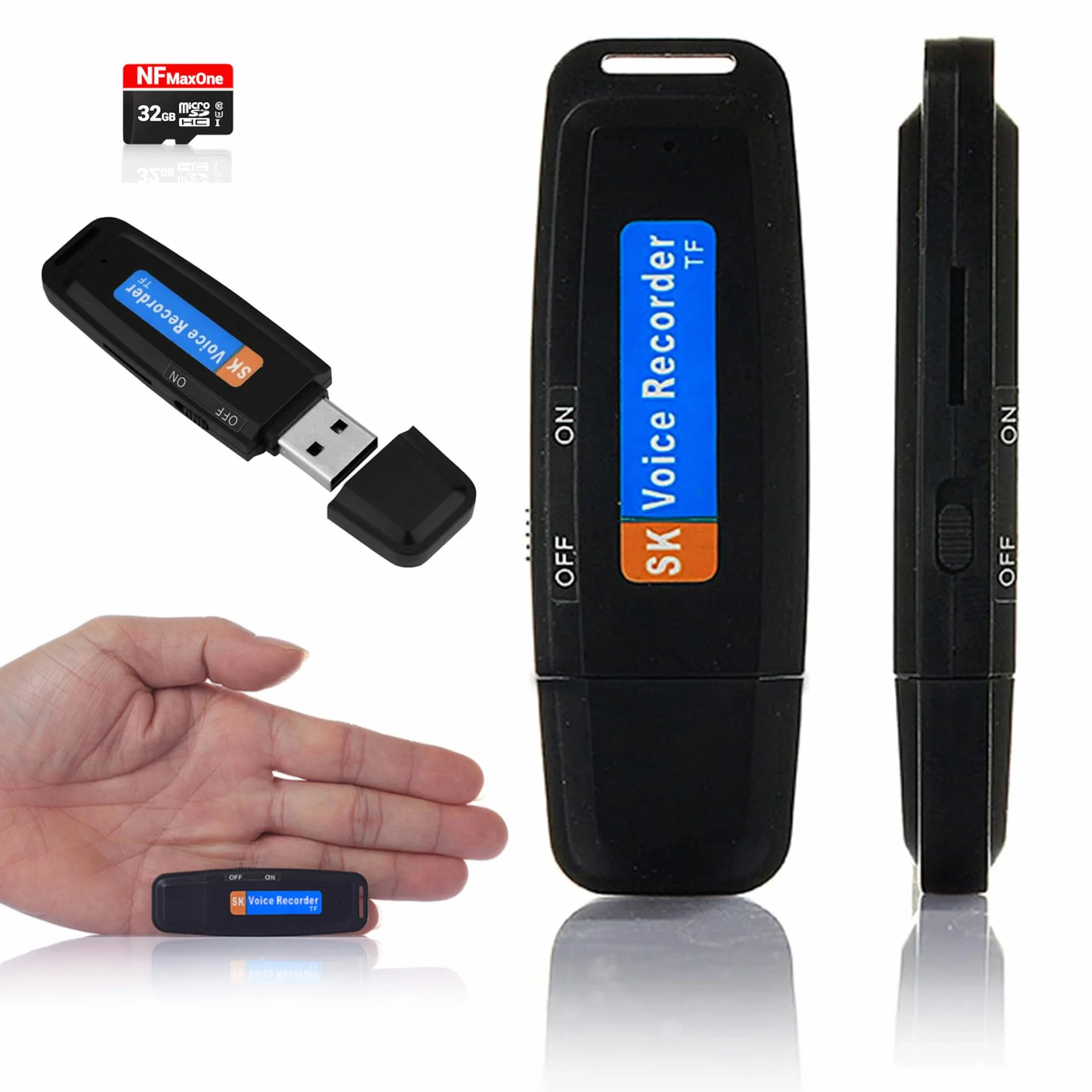 Grabadora de Voz Espia Digital 32GB Mini Grabadora de Audio USB Portatil 500 Horas