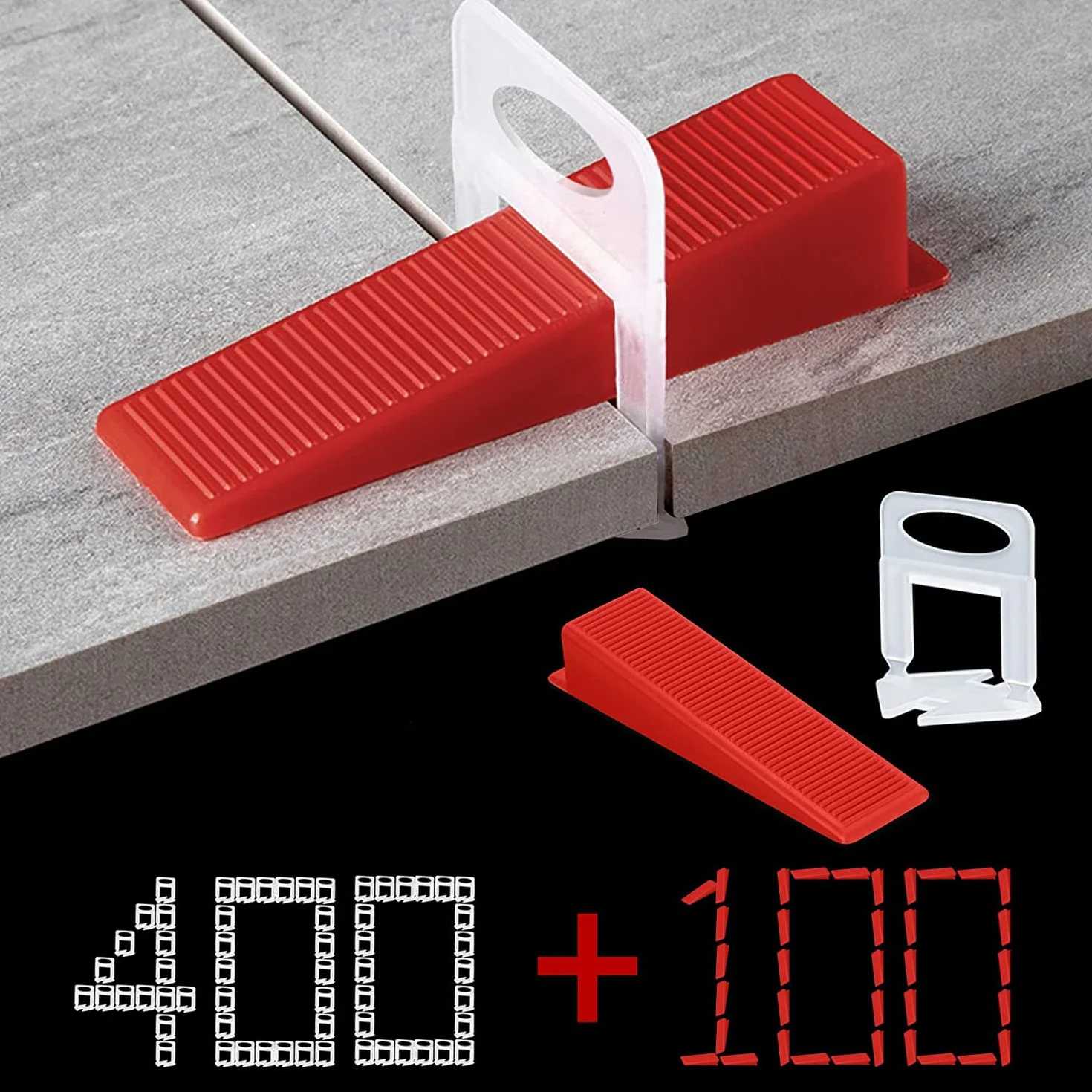 Sistema de nivelación de azulejos,400 lengüetas de1.5 mm, 100 cuñas reutilizables espaciador, güetas para azulejos con un grosor de 3 a 12 mm. (1.5MM)