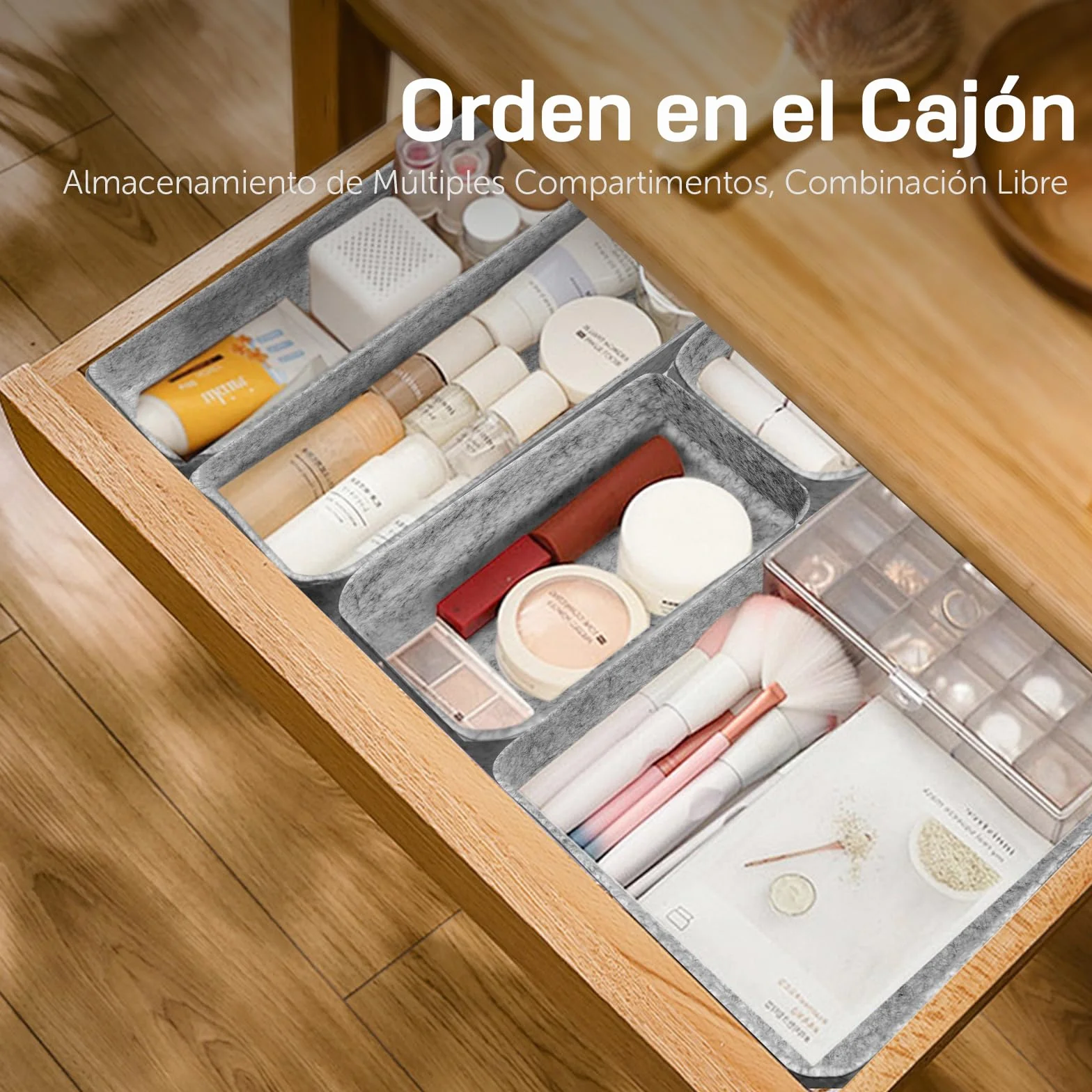 Captainfive organizador de cajones 20 piezas cajas apilables de fieltro para escritorio armario