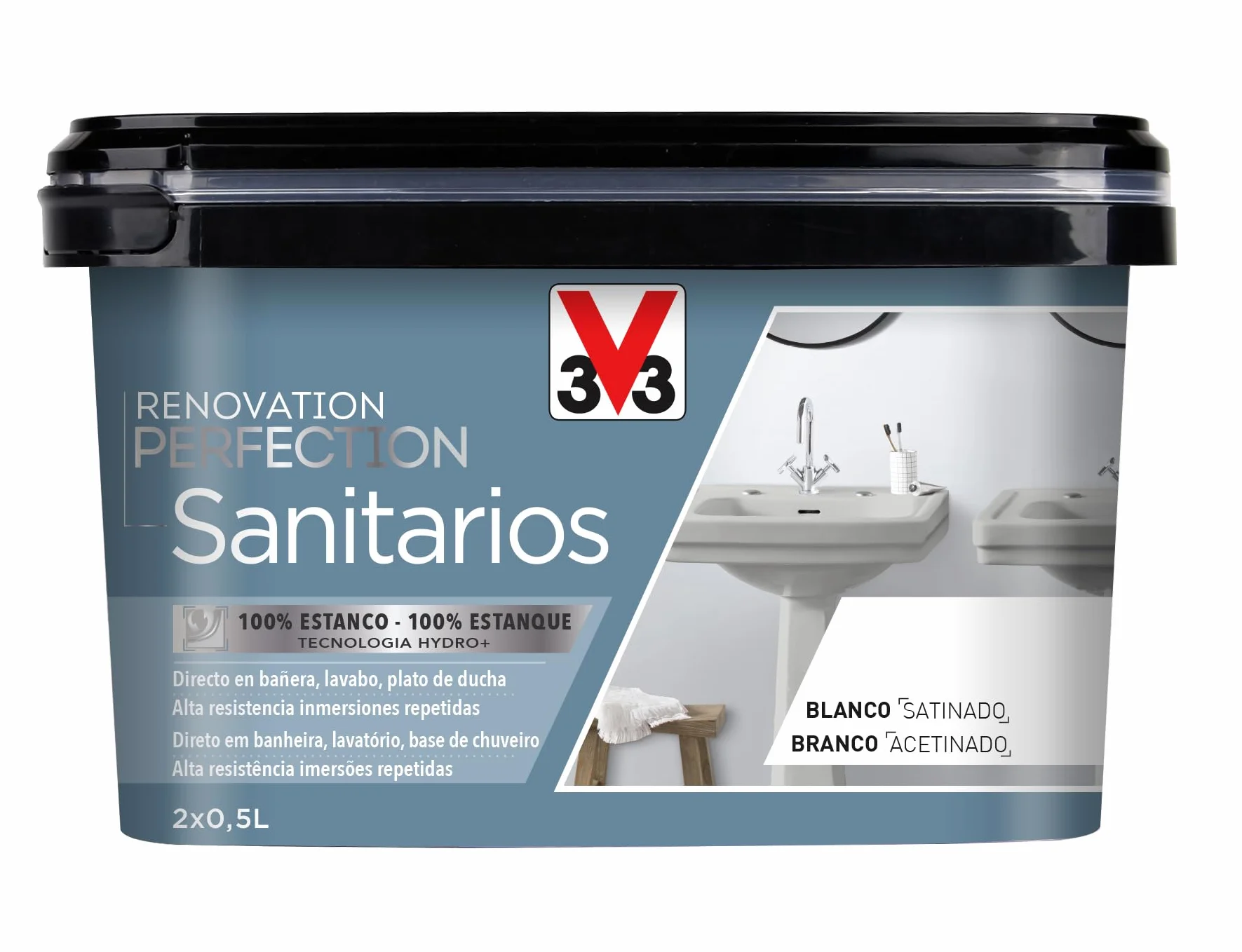 V33 Esmalte Renovation Perfection Sanitarios, Blanco Satinado, 1 L