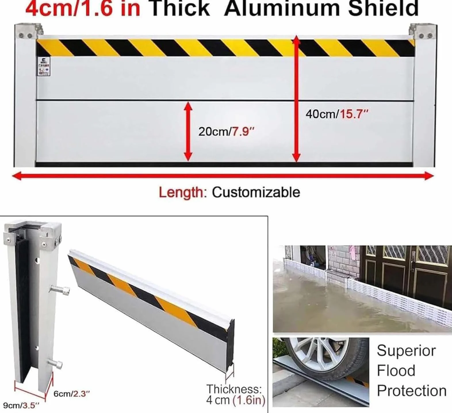 Barrera Móvil de Protección contra Inundaciones en Puertas Portátil Barrera de Aleación de Aluminio de Defensa contra Inundaciones en Puertas