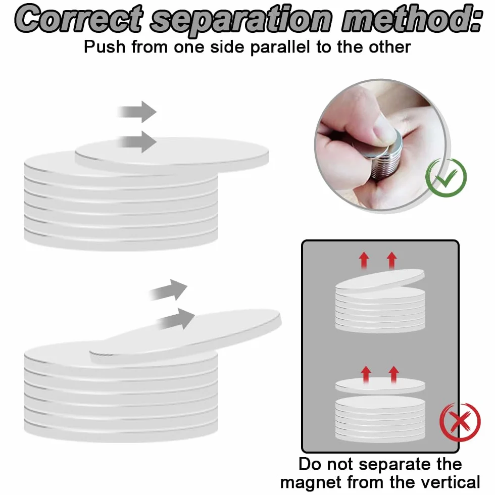 Imanes de Neodimio Fuertes 30 mm x 3 mm, 6 Piezas con Autoadhesivos y Caja de Almacenamiento