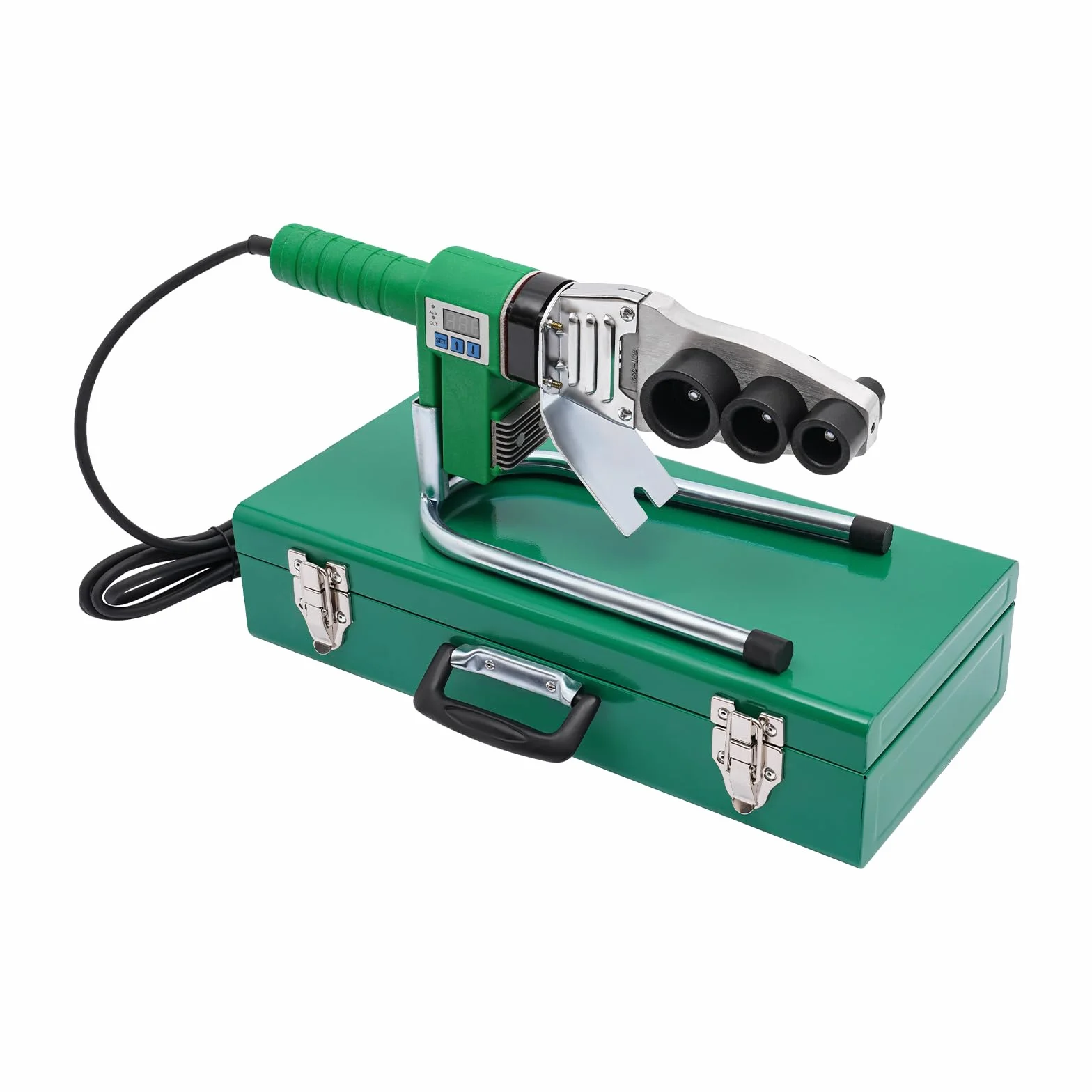 Dispositivo de soldadura para tubos de agua, 77-725°F ajustable, pantalla LED, placa de conductividad térmica de aluminio, calefacción doble de tubo de 1500 W, PPR PE PP