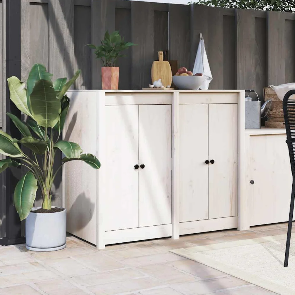 Genérico Puertas de Cocina Exterior 2 uds Madera Pino Blanco 50x9x82 cm,Bricolaje,Accesorios de Bricolaje,Ferretería para armarios,Puertas de armarios-832360