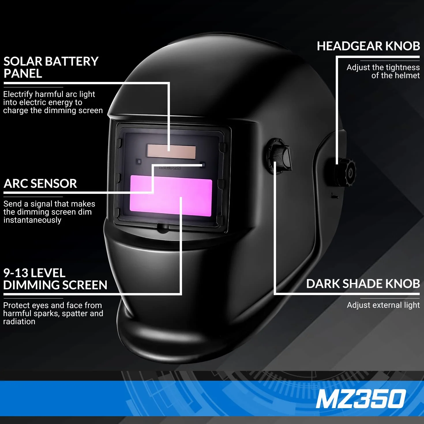 DEKOPRO Oscurecimiento automático Casco de soldadura solar ARC TIG MIG Soldadora soldadora Lente de pulido Nuevo diseño negro
