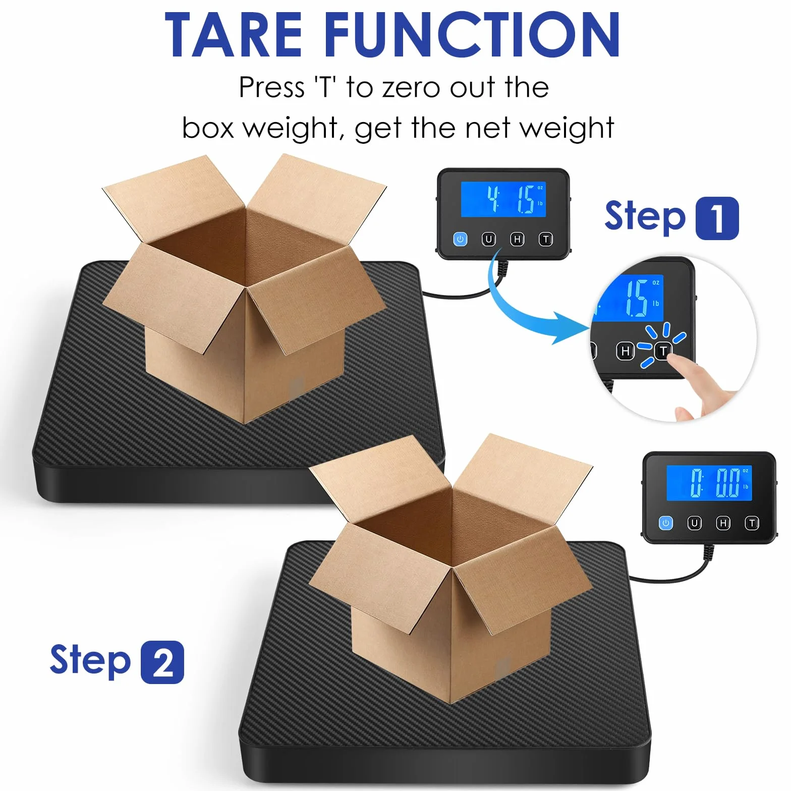 Báscula digital para paquetes 40-200 kg alta precisión con retención y tara pantalla LCD