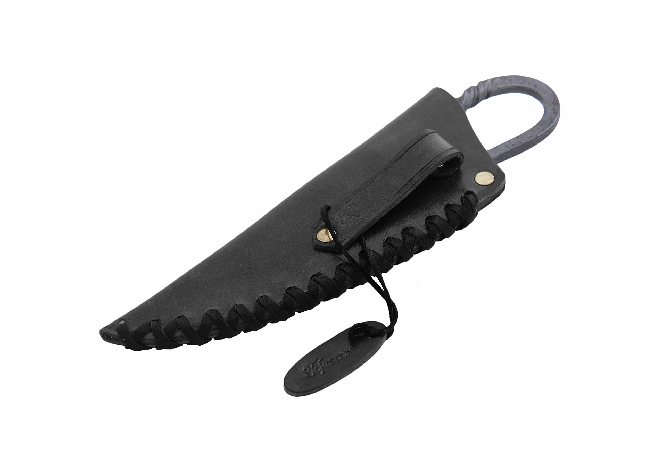 Toferner - Cuchillo de acero celta - Forjado a mano y aspecto vintage - Hoja puntiaguda ultra afilada - Elegante diseño antiguo - Incluye estuche de cuero auténtico