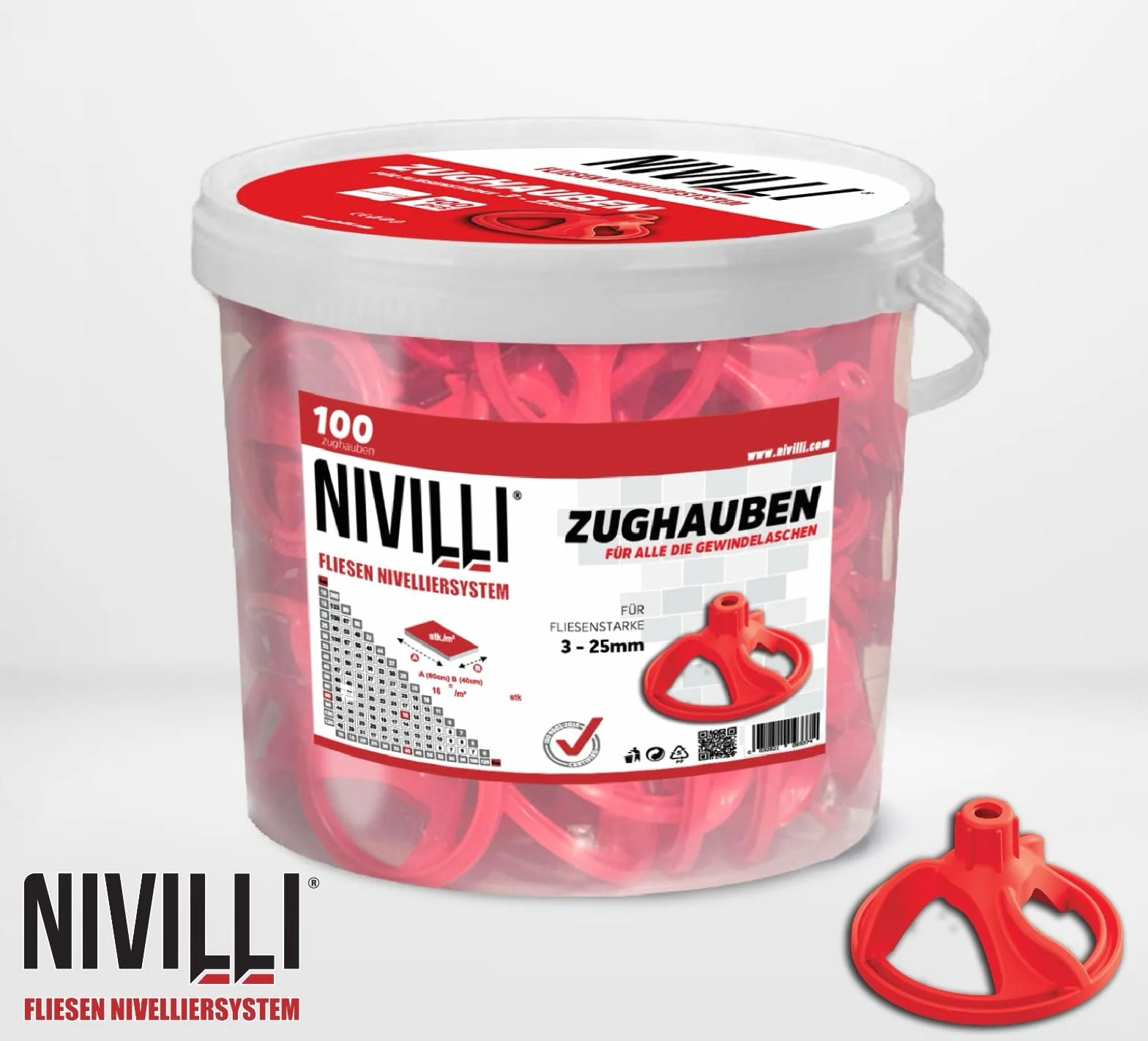 SPINNY Sistema de nivelación 100 bonetes de tracción, ayuda a la colocación, adecuado para las lengüetas SPINNY. - Herramienta para baldosas, ayuda para la colocación