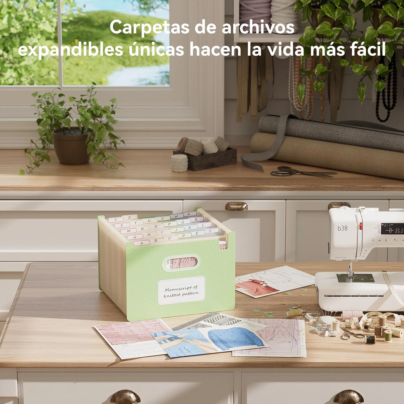 EcoStash Carpeta Clasificadora Acordeón 26 Bolsillos Archivador A4 Paja de Trigo Clasificador Documentos Expandibles Vertical Libre de BPA Verde Menta