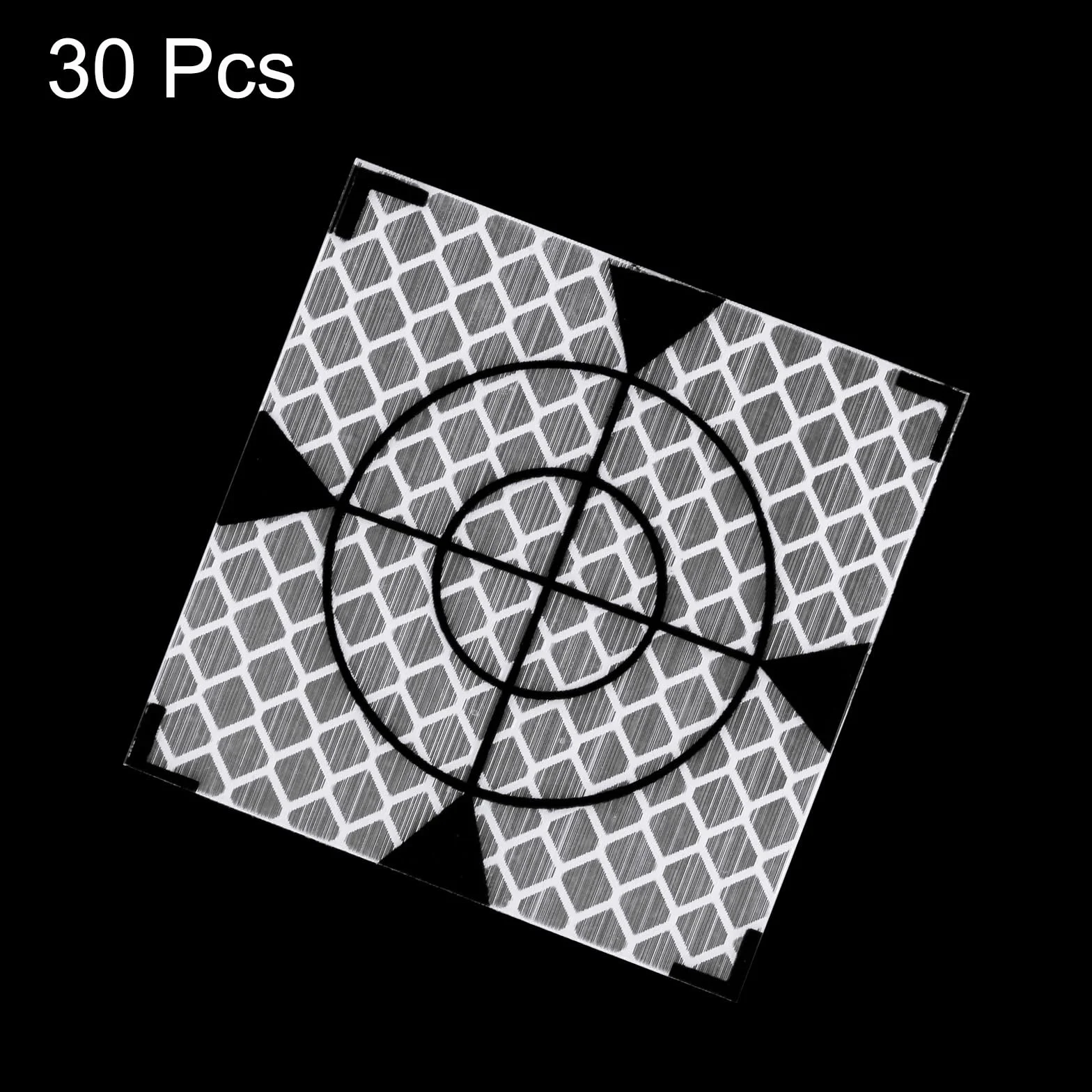 HARFINGTON 30 hojas reflectoras de encuesta de 60 x 60 mm, cinta reflectante autoadhesiva, marca de objetivo para estaciones totales, tono plateado