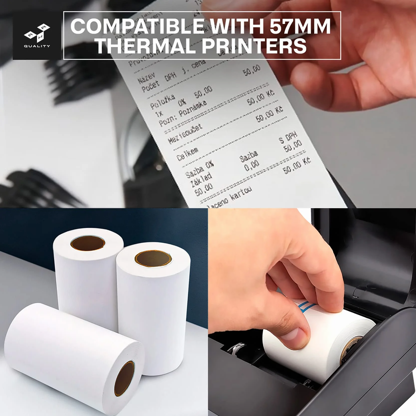 Rollos de Papel Térmico Blanco 57x35x12 mm Para TPV Sin BPA - Papel Termico 57mm - Papel Datáfono de Alta Durabilidad (20)