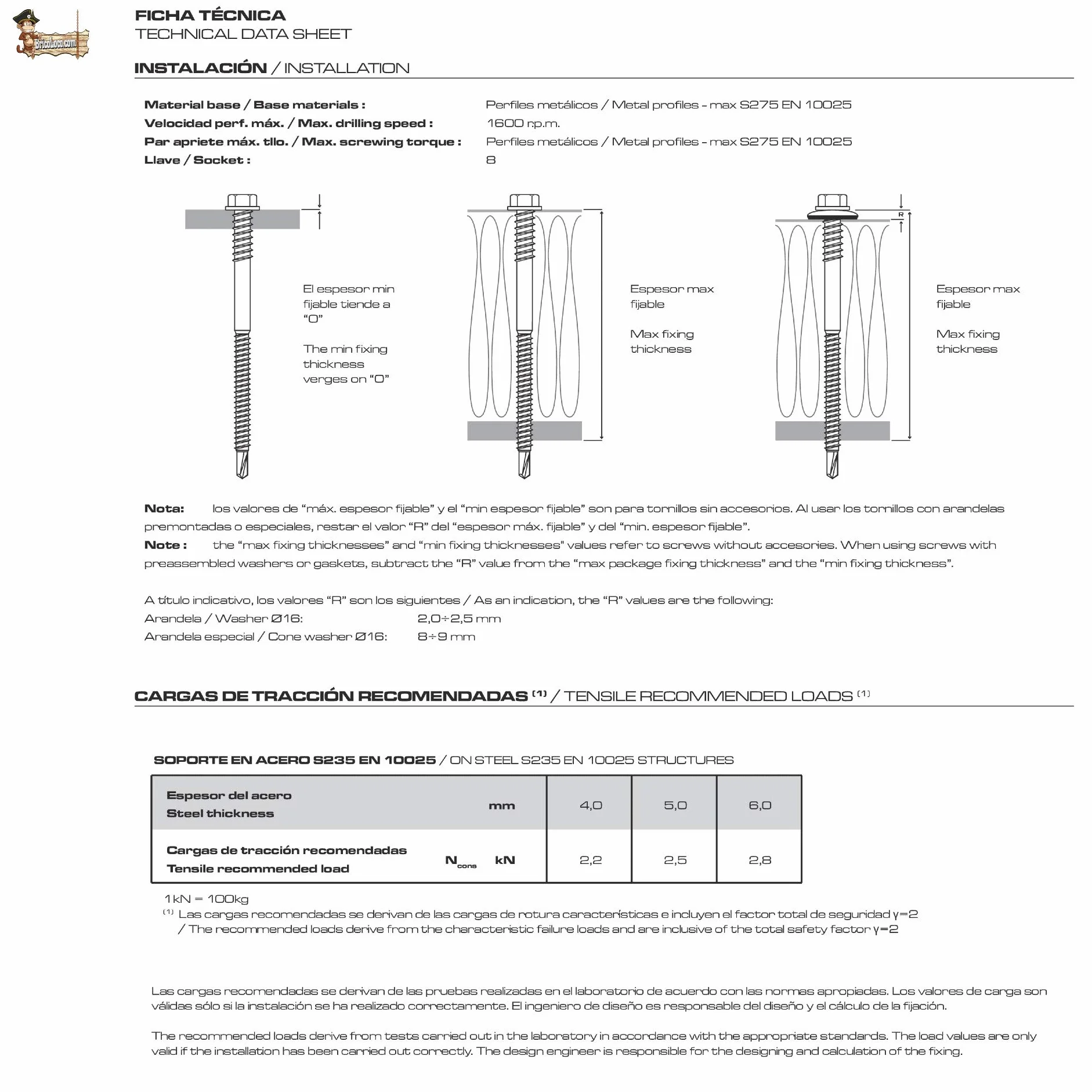 BricoLoco Tornillo fijación panel sándwich a estructuras, soportes o vigas de hierro o metálicas. Autotaladrante. Arandela de goma (5,5/6,3x115-16)