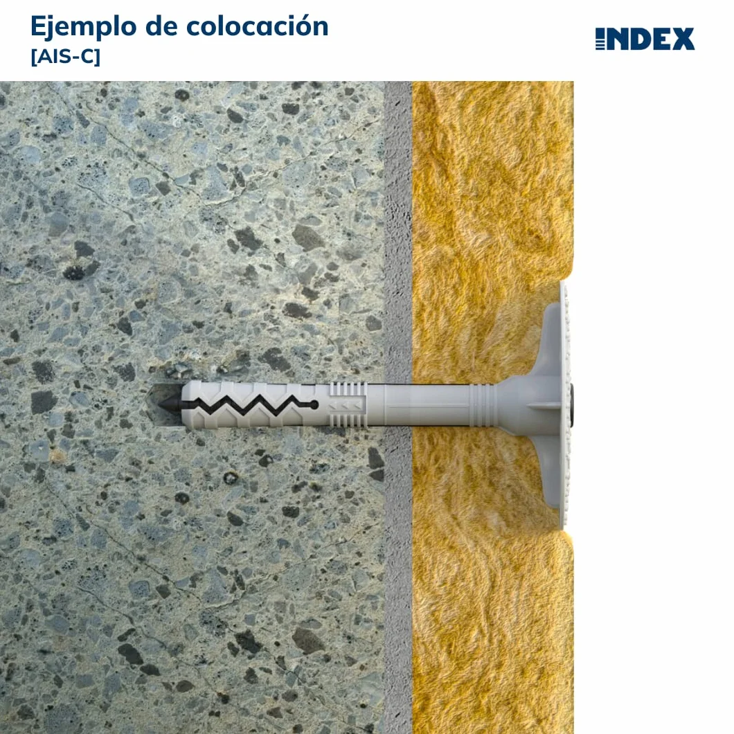 INDEX A PERFECT FIXING - AISC10140 [AIS-C] Taco con clavo de poliamida para fijación de paneles aislantes y rehabilitación de fachadas (SATE), Homologado, Ø10 x 140 mm, 200 unidades