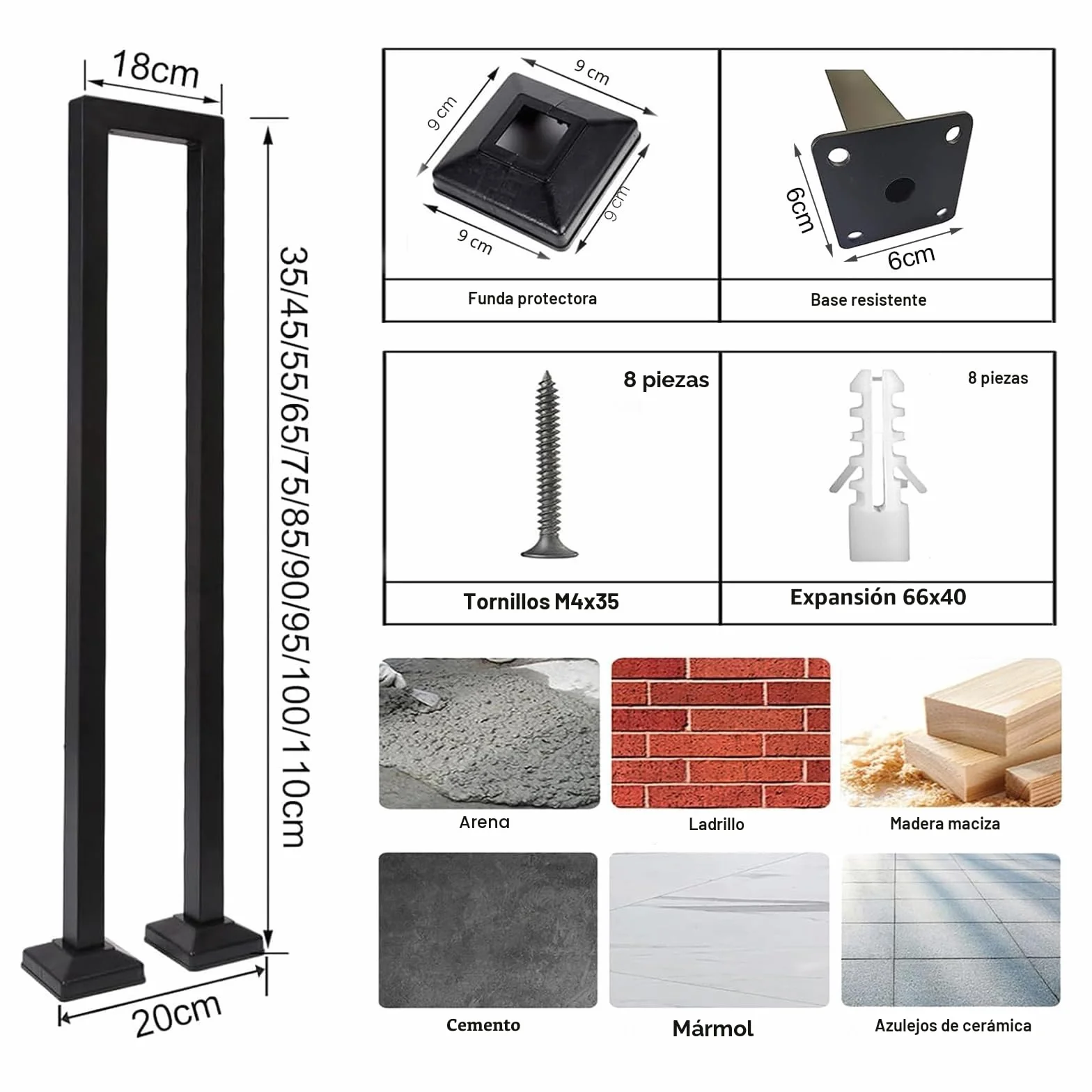 Barandilla Escalera Interior, Pasamanos Escalera en Forma de U, Barandillas Escaleras para Villas, Balcones, Pasillos, Apartamentos, Interiores y Exteriores (85cm, Negro)
