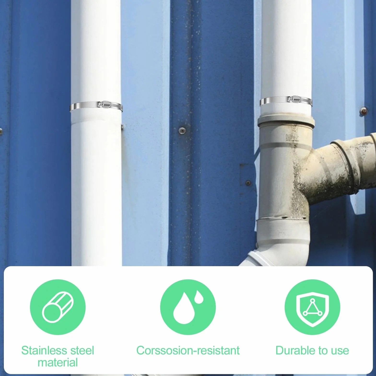 Abrazaderas Metalicas(141-165Mm), Manguera Tuberia Metal para Tubos de Agua Acero Inoxidable, Metálicas Abrazadera de Tubo, Metalica de Tubería, para Fijacción Mangueras y Tubería de Agua