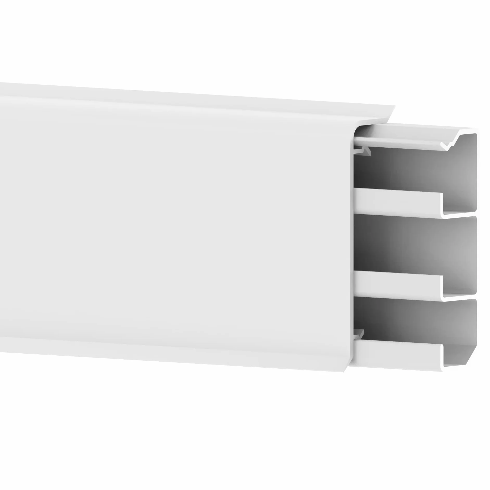 Cablecoach Zócalo de PVC de 6 m con Canal de Cable Integrado, Color Blanco, Altura: 70 mm (4 Unidades de 1,5 m)