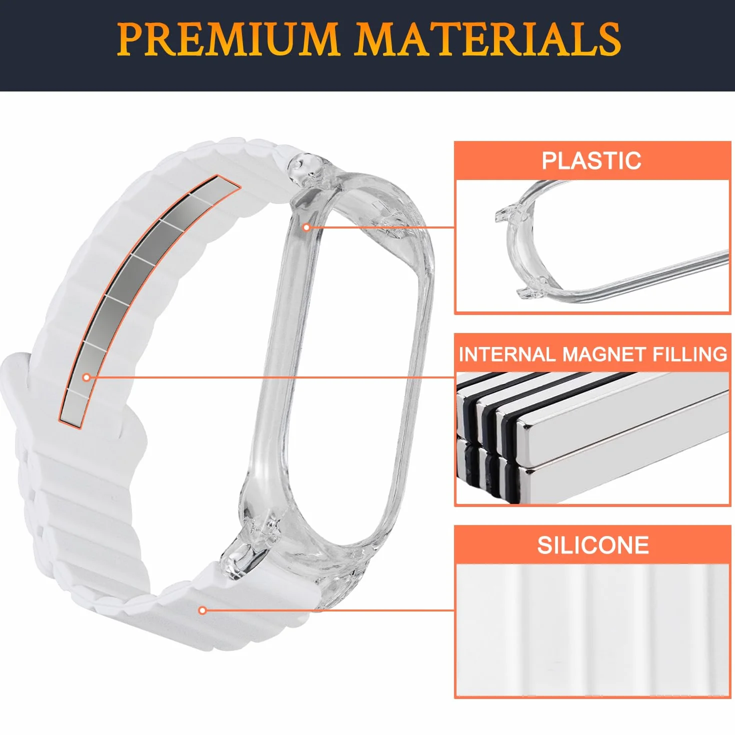 SOULWIT Pulsera para Plaud NotePin/NotePin S AI Grabadora de voz, Ajustable de 5.9"–9.44", Cómoda Correa de Silicona con Cierre Magnético - Blanca