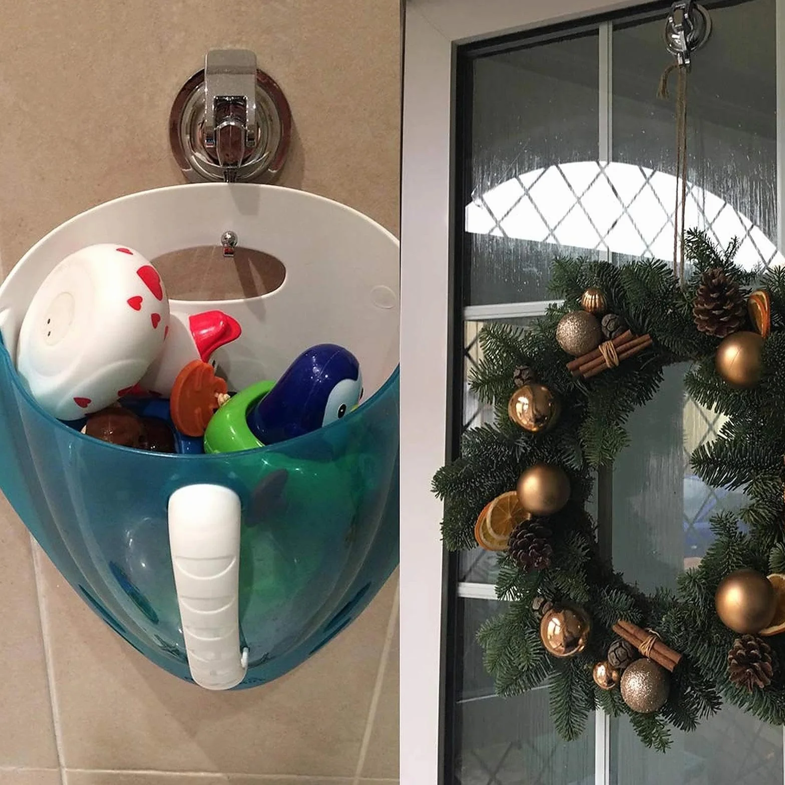 2 Piezas Ganchos Ventosa de Vacio Fuerte Sin Agujeros Ganchos de Succión Plástico Pared Ganchos Colgador Ventosas para Colgar Toallas Cocina Baño Ducha Puerta Ventana