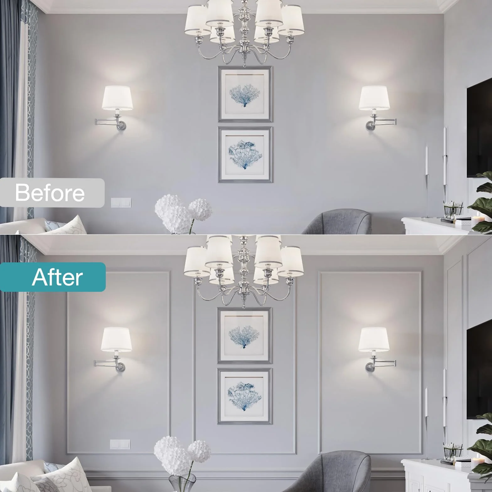 Molduras de pared autoadhesivas flexibles para techo decoración DIY (blanco, 22mm x 6m)