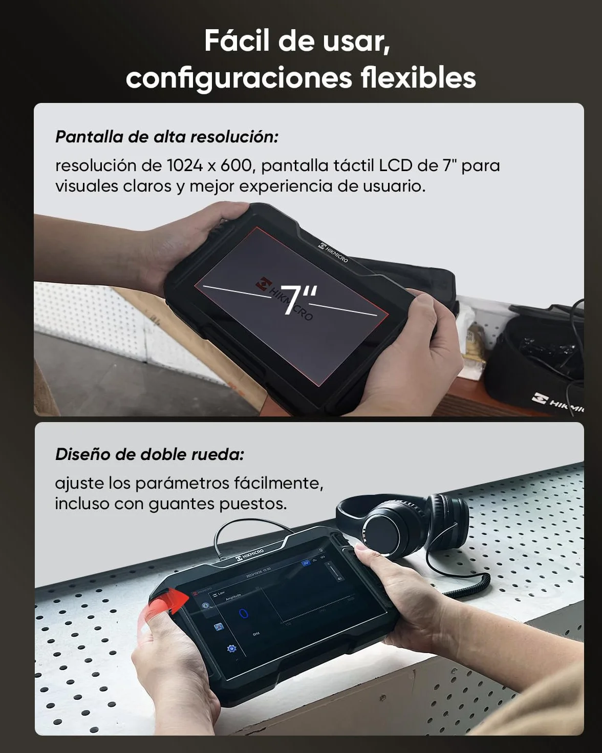 HIKMICRO AD21S Detector acústico de Fugas de Agua – Herramienta Profesional para detección de Fugas en tuberías subterráneas y en Interiores, con Auriculares y Estuche de Almacenamiento