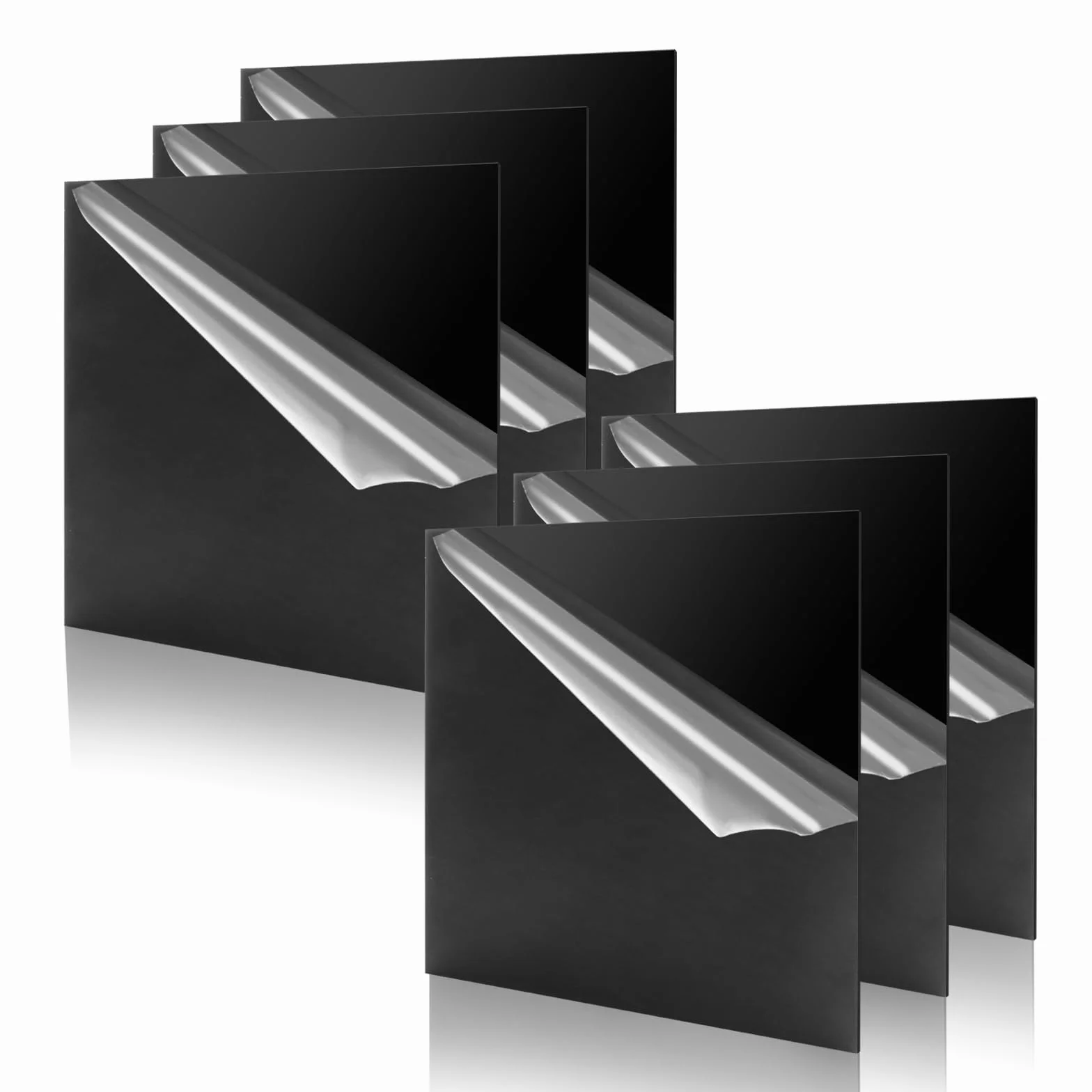 Placas de Vidrio Acrílico Negro 300 x 300 x 3 mm con Lámina Protectora para Carteles - Plexiglás