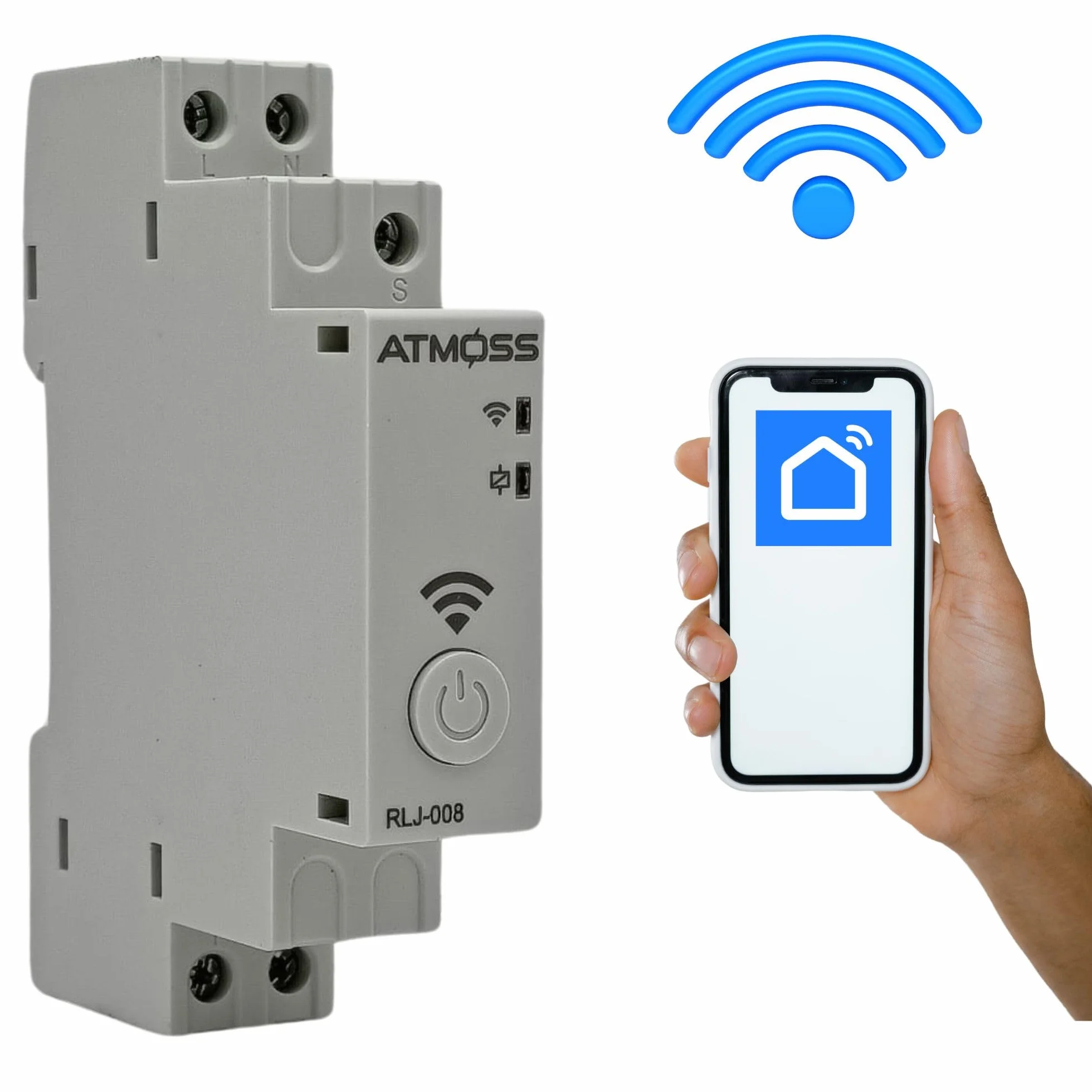 RASMACOR | Interruptor Horario Astronómico Digital WiFi RLJ-008 | Reloj Diario/Semanal - Multifunción con Reserva WiFi 1CH 16A | CA/CC 48-240 V (CA 50/60 Hz) | 1 Módulo | Dimensiones 65x90x18 mm