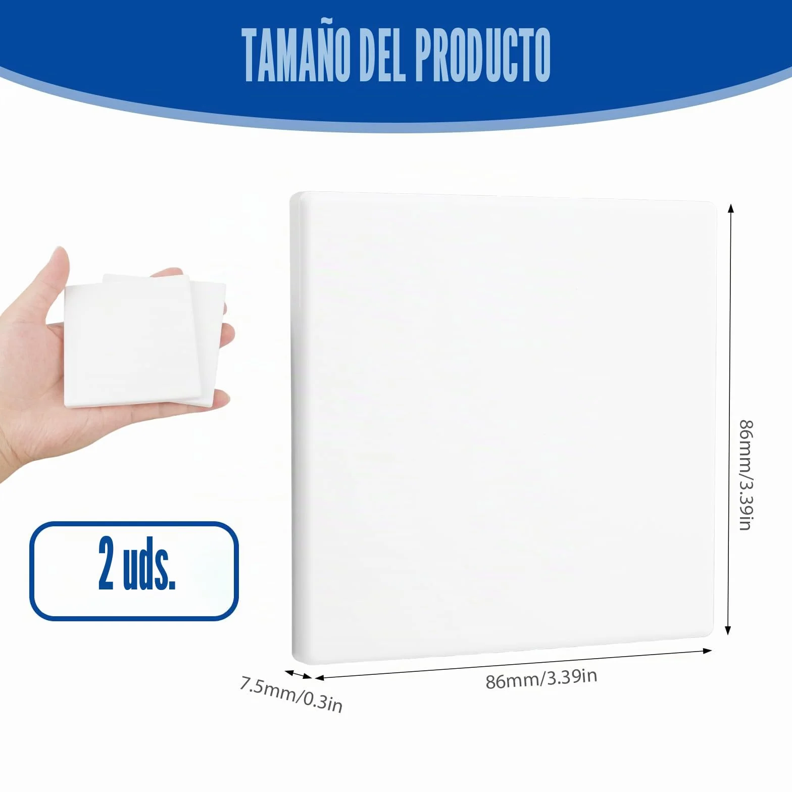 Placa De Pared Decorativa En Blanco, Set De 2 Unidades De 8,6 X 8,6 Cm, Fabricada En Plástico Sin Tornillos, Ideal Para Cubrir Enchufes O Interruptores No Utilizados, Fácil De Instalar Y Duradera