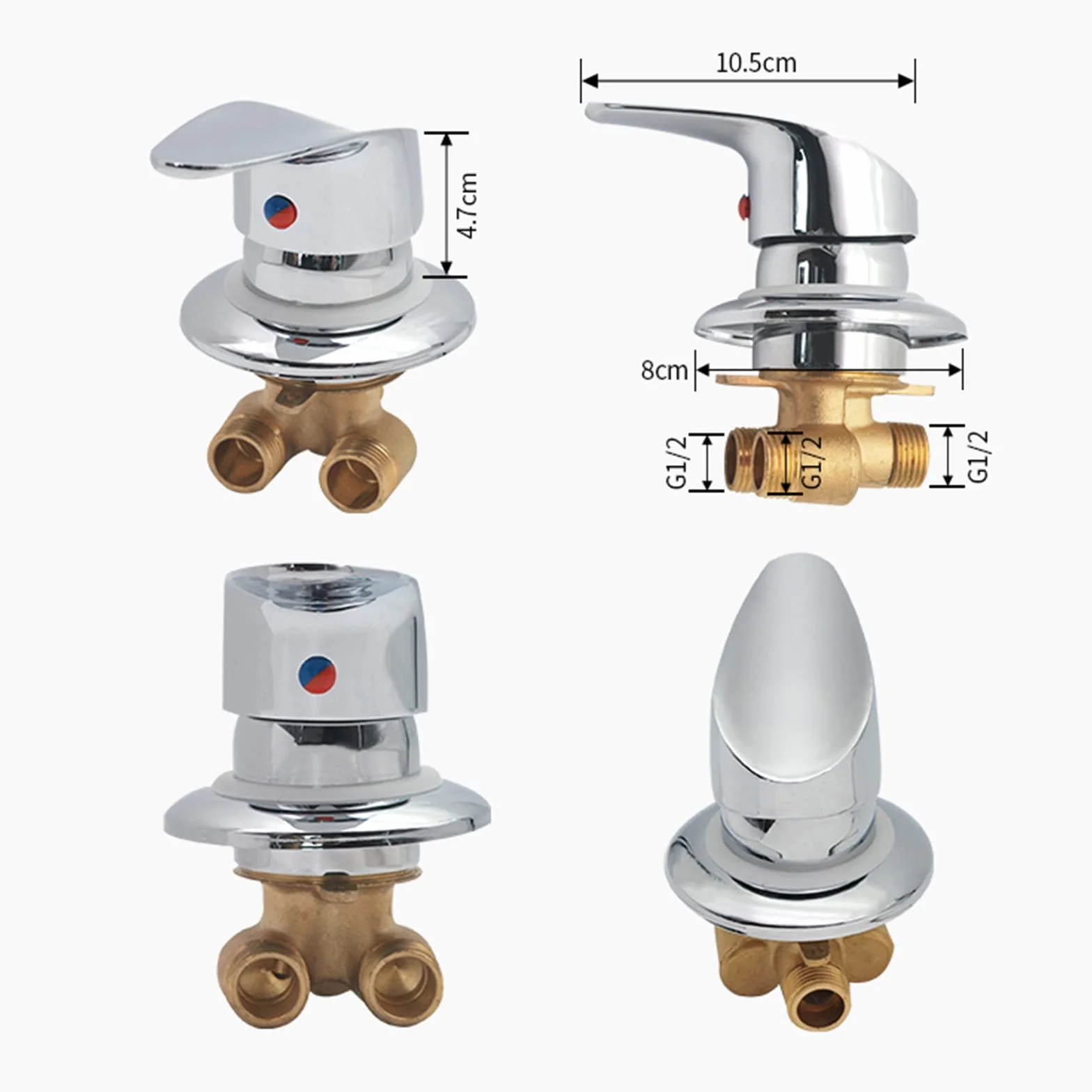 1 Vía Salida Engranaje Rosca Tornillo/Intubación Grifos Ducha Latón Frío y Caliente Desviador Mezclador para Vapor Cabina Baño, Conector G1/2 Válvula Mezcladora Agua, Cartucho Cerámica (Temperatura)