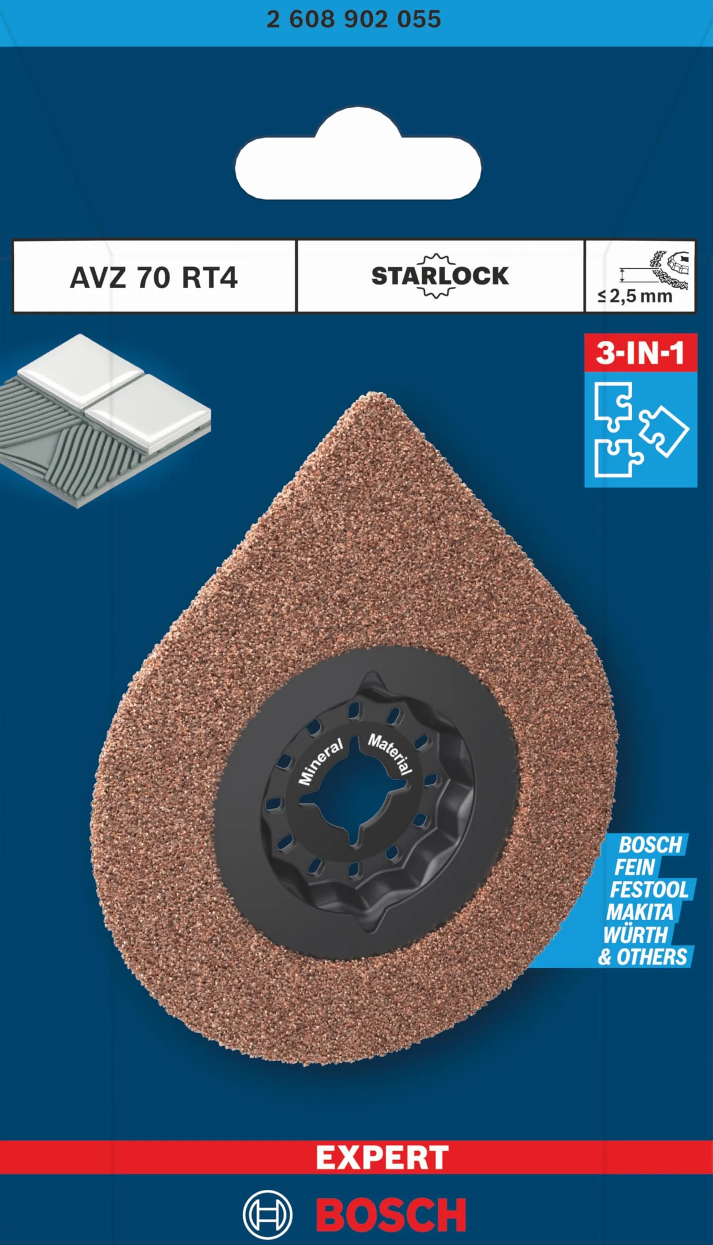 Bosch 1x Placa para aplicación de lechada EXPERT AVZ 70 RT4 3 max (para Mortero, Mortero, Anchura mm, Professional Accesorios Multiherramienta)