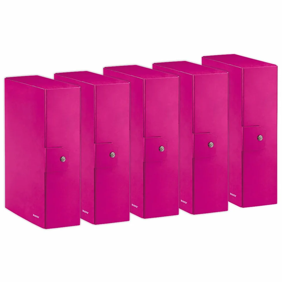 Leitz WOW Caja Cierre de Botones Cartón Plastificado 25x35 Fucsia Metallizzato Dorso 10 cm