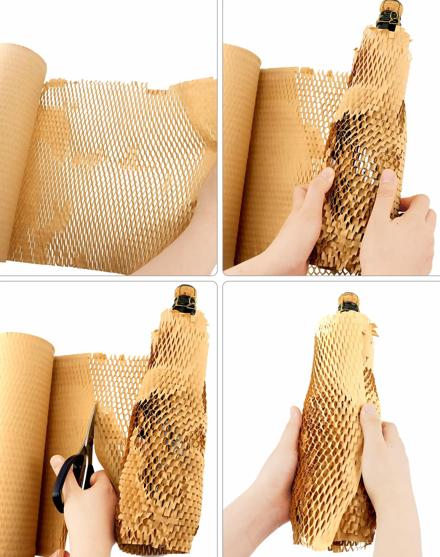QWORK® Papel de embalaje de panal de abeja 30 cm x 50 m 80g/m² Alternativa al papel burbuja
