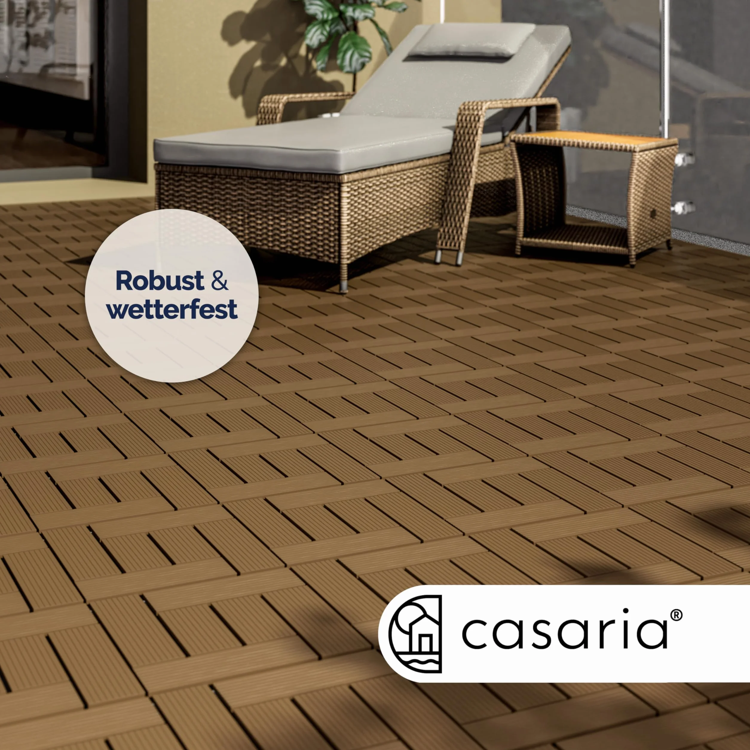 Casaria Set Baldosas Exterior WPC Losetas Jardín Antideslizantes Sistema Clic Terracota 30x30cm 4m²