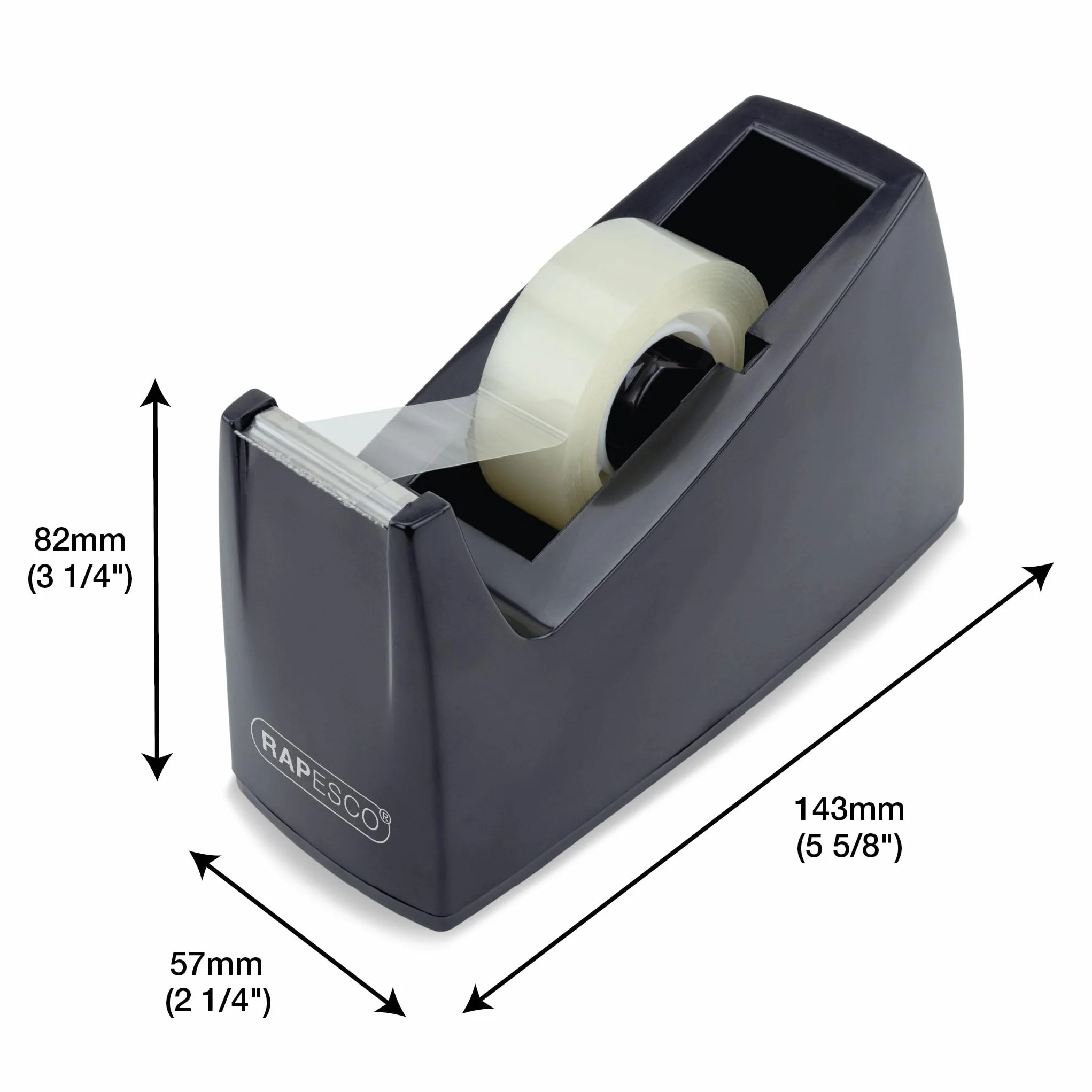 Rapesco RPTD30BK Dispensador de Cinta Adhesiva 300, 25 mm, Negro