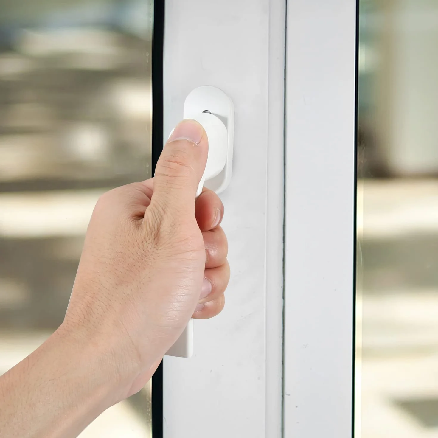 Sonnewelt 4 tiradores de seguridad para ventana con cerradura, aluminio, seguridad infantil con cerradura de 35 mm de longitud, cierre con llave, mango de ventana blanco