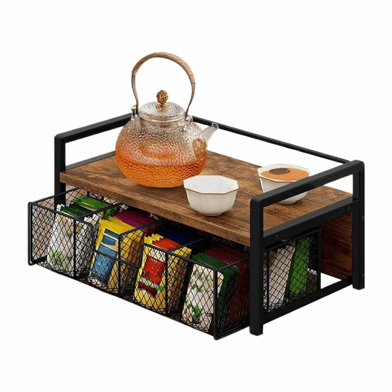 Organizador de Bolsitas de Té Cajón Exhibidor Resistente para Encimera Hogar