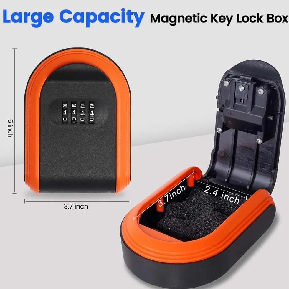 Caja Seguridad con Llave Magnética Combinación 4 Dígitos para Ocultar Cerradura Debajo Automóvil