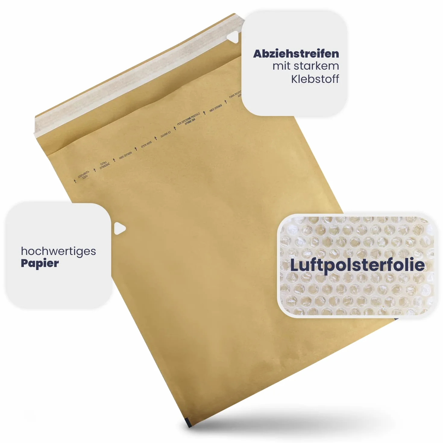 Sobres acolchados con burbujas de aire Netuno DIN 14 200x275mm autosellados reciclables resistentes al desgarro
